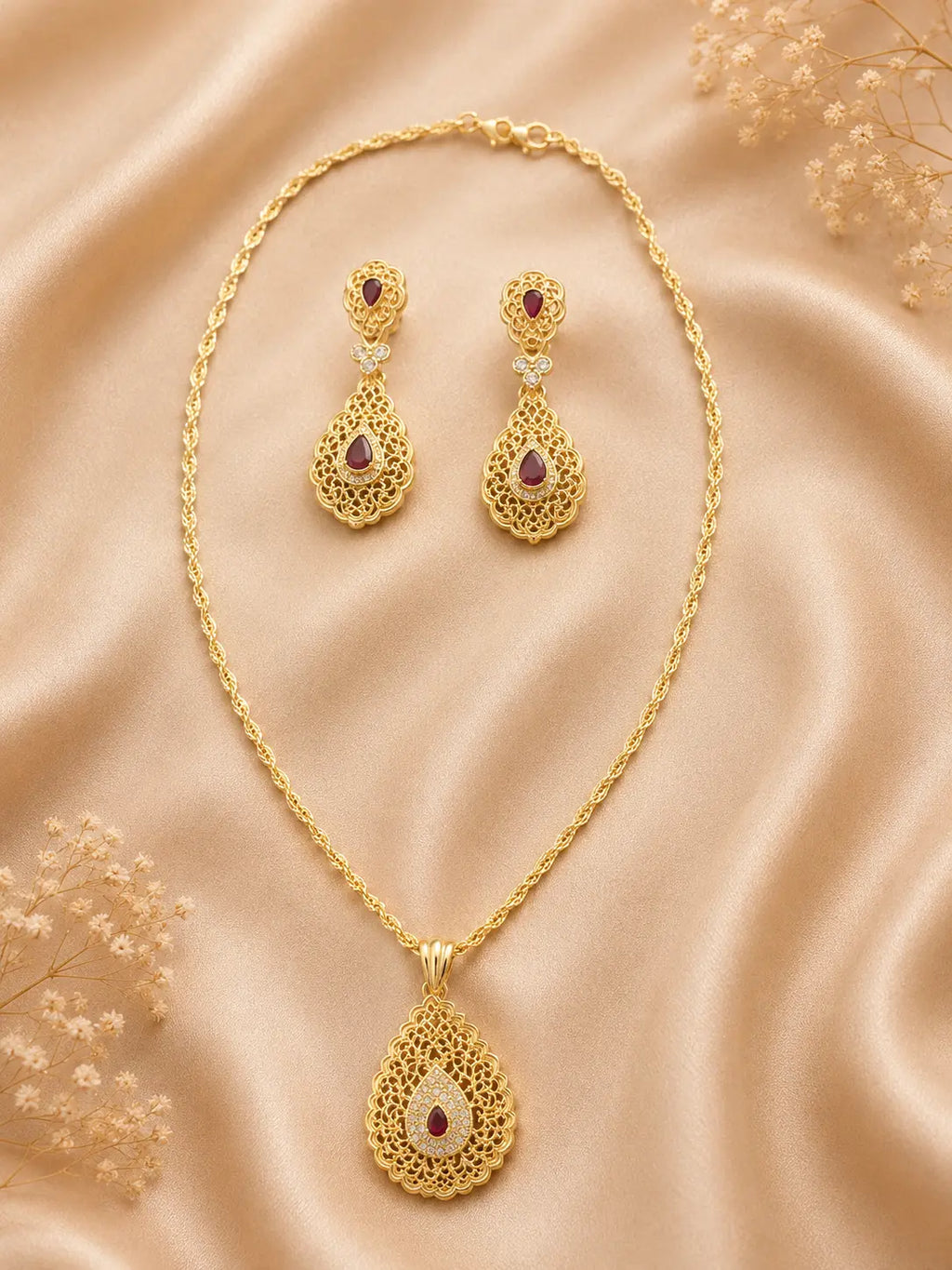 Parure Dorée Rubis BEAUTE ISMAILIA