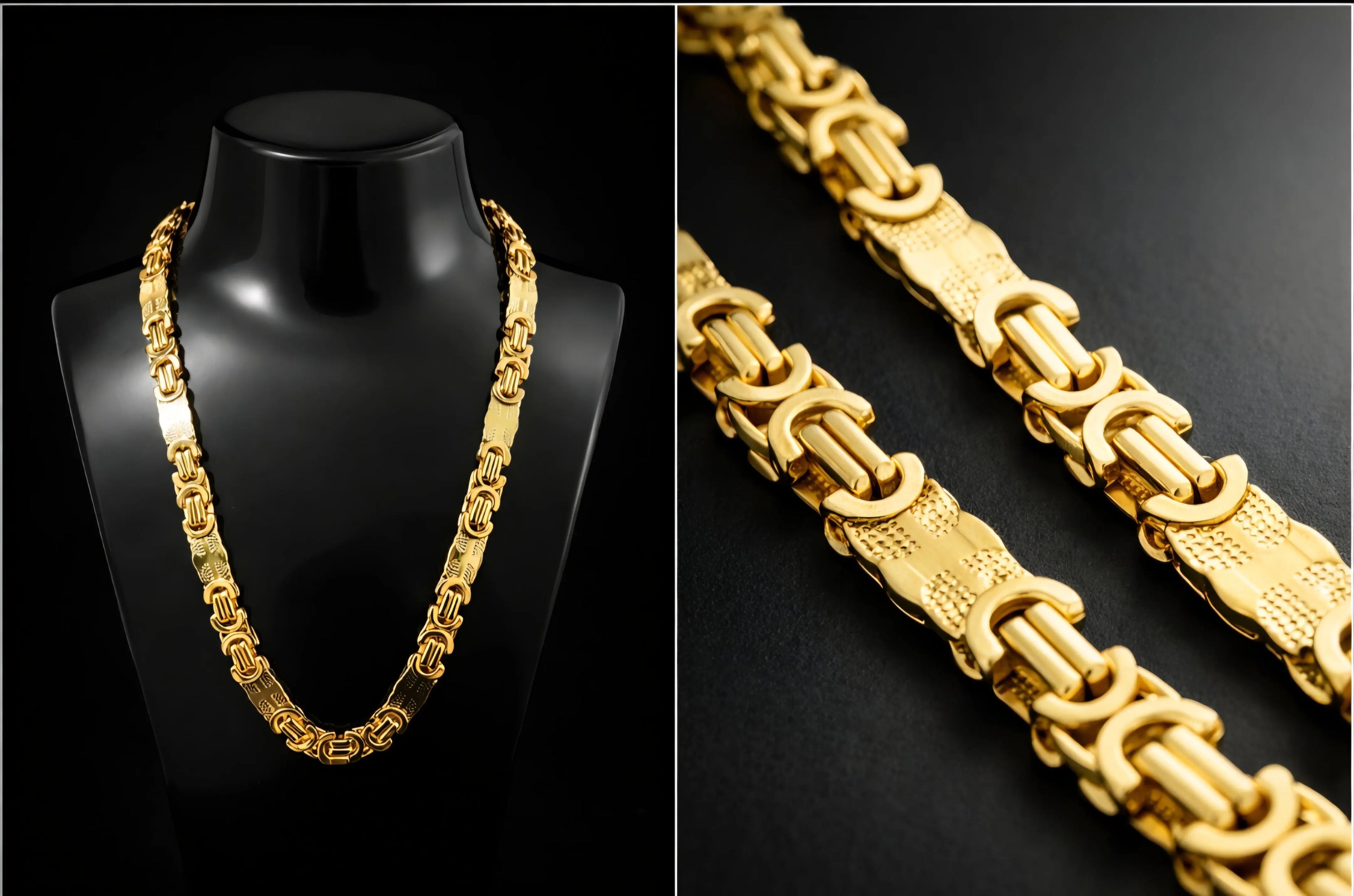 Collier doré à maillons texturés Ismailia