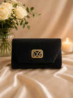 Pochette de soirée gris avec nœud strass