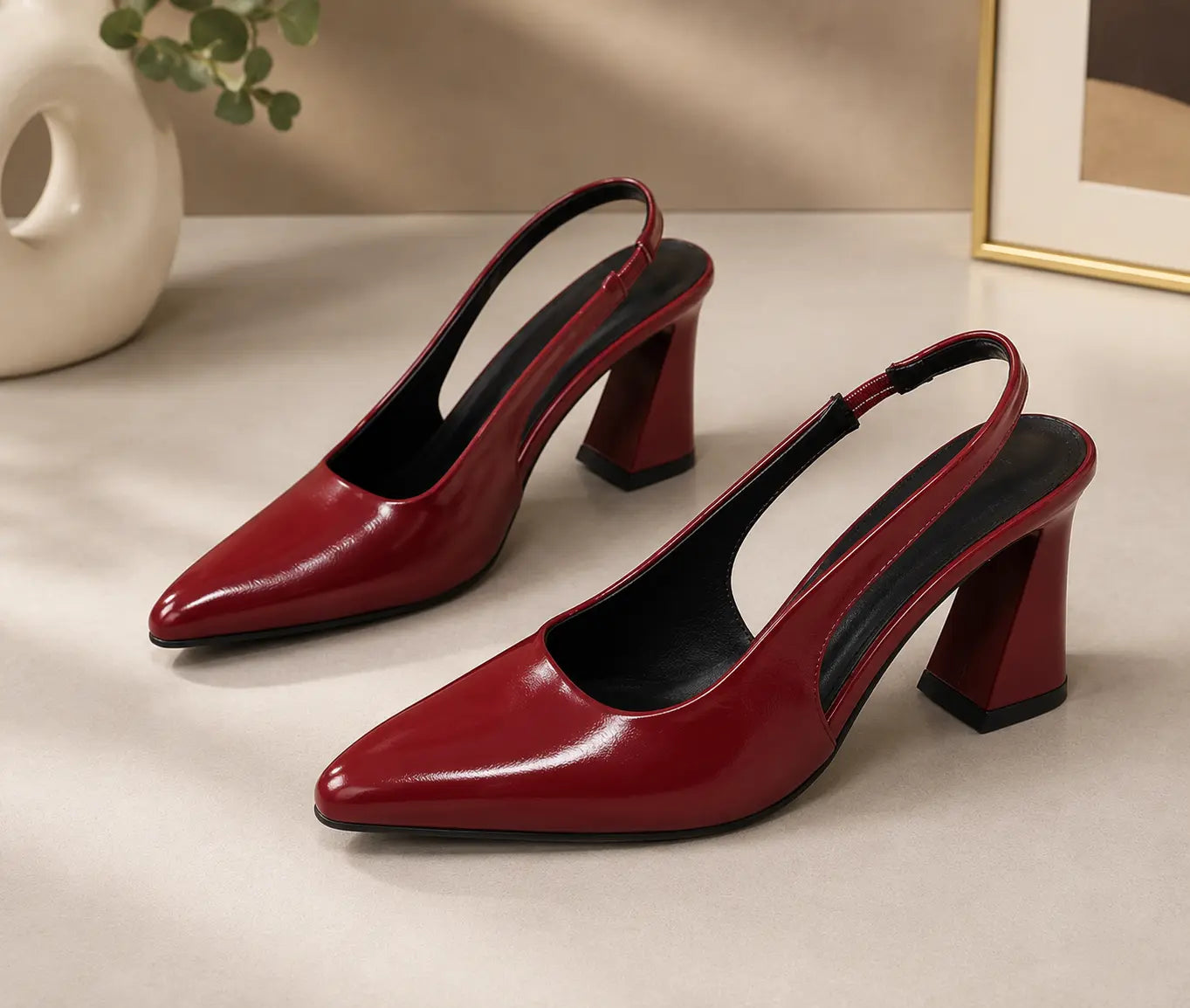 Escarpins Slingback Rouge Élégance